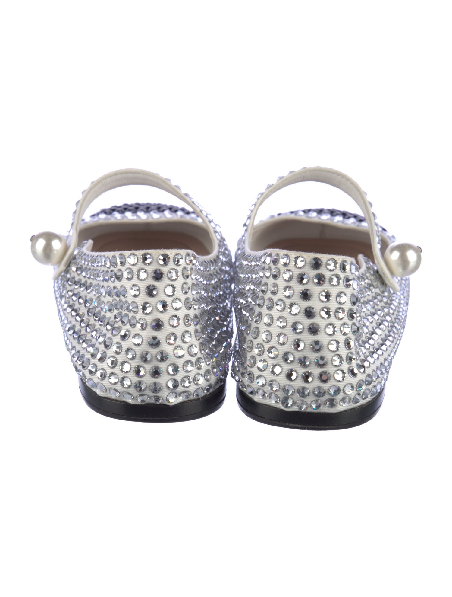 Miu Miu Faux Pearl Accents Leather Mary Jane Flats